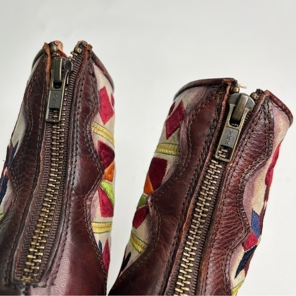 RARE Freebird by Steven Disco Western Tapestry Distressed Rust Leather Boho Boot - Picture 6 of 16